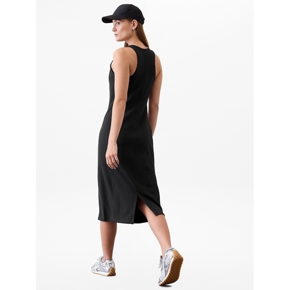 Athleta Seasoft Rib Midi Tank Dress Gray Sleeveless Crew Neck XL NEW $115 - Picture 2 of 9
